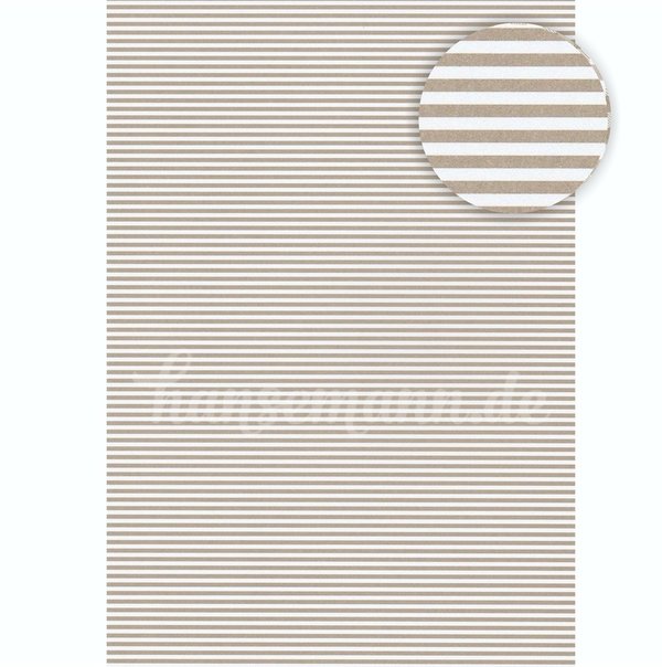 Designkarton A4 - Streifen taupe-weiß (5 Bögen)