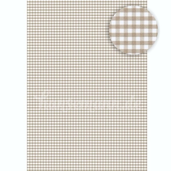 Designkarton A4 - Karo taupe-weiß (5 Bögen)
