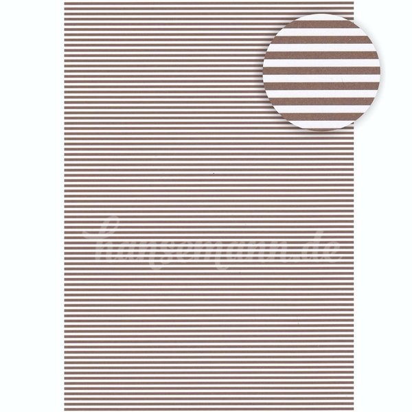 Designkarton A4 - Streifen braun-weiß (5 Bögen) - SALE %%%