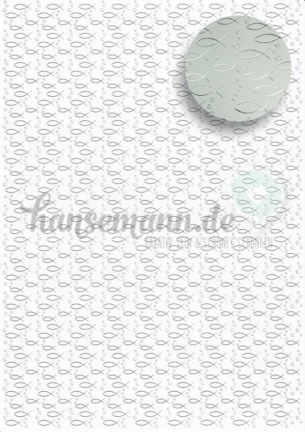 Designkarton A4 - Fischsymbol Silber (5 Bögen) - SALE %%%