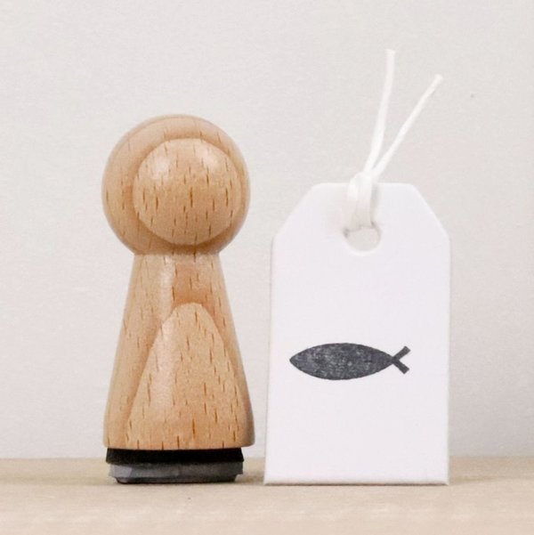 Mini-Holzstempel - Christlicher Fisch (gefüllt)
