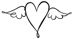 Holzstempel - Herz mit Flügeln