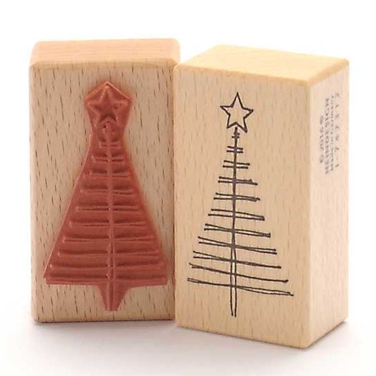 Holzstempel - Weihnachtsbaum Striche