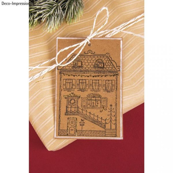 Holzstempel - Haus zu Weihnachten