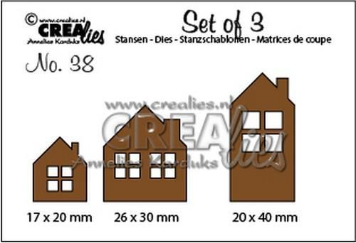 Crealies Stanzschablonen - Drei süße Scandi Häuser
