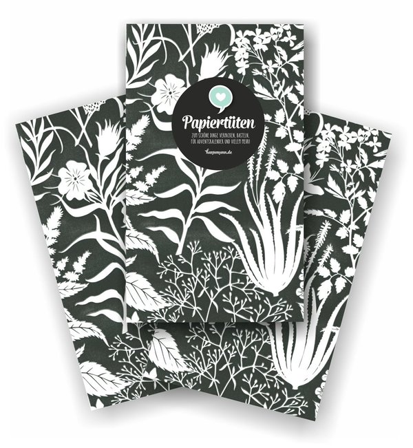 M Papiertüten - Flora graugrün (10 Stück)
