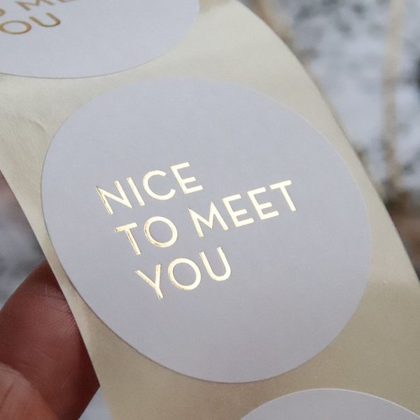 Sticker - NICE TO MEET YOU (18 Stück) weiß-gold