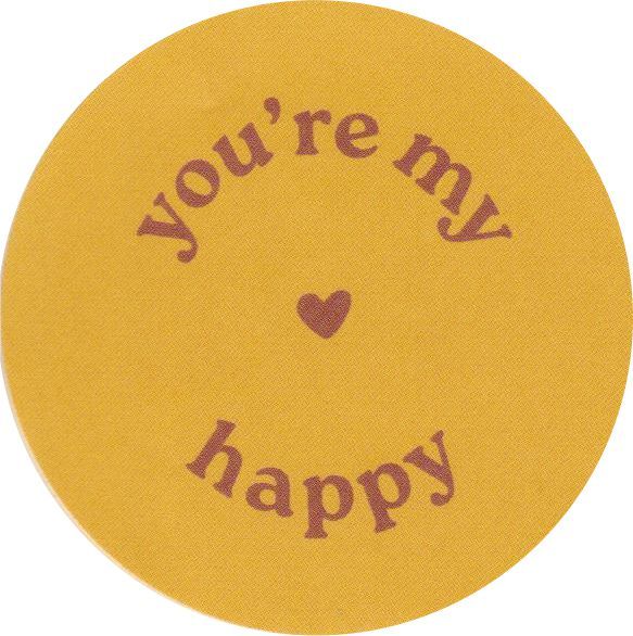 Runde Sticker - you're my happy (18 Stück) ocker-braun - SALE %%%