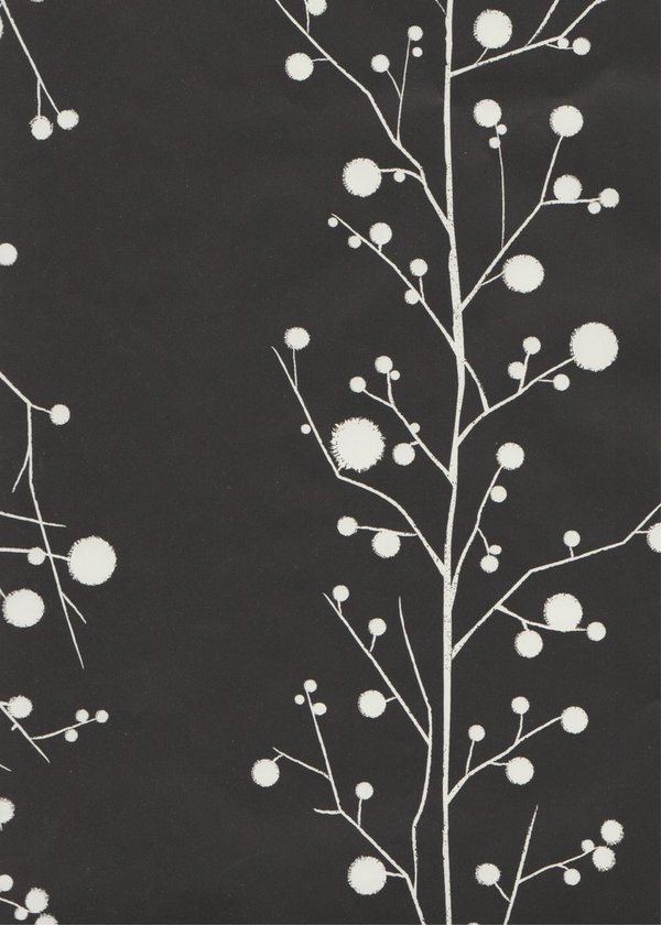 Geschenkpapier -  Winterbeeren (30 cm x 2 Meter) schwarz-weiß