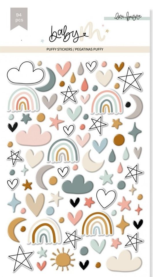 Lora Bailora - Puffy Sticker Regenbogen, Wolken, Herzen