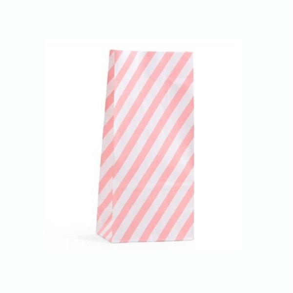 M+ Geschenktüten - rosa-weiß gestreift (5 Stück)
