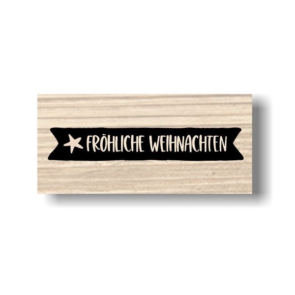 Holzstempel - Fröhliche Weihnachten Banner