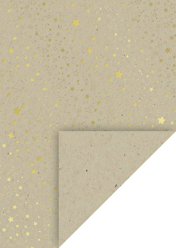 Kraftkarton A4 - Sterne - goldfarben glänzend