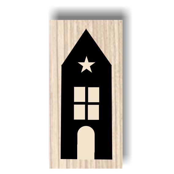 Holzstempel - Mittleres Weihnachtshaus - ideal für Stabkerzen