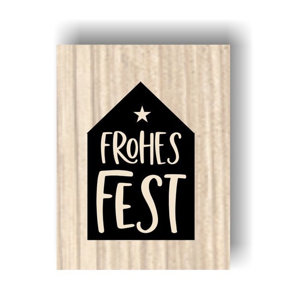 Holzstempel - Mittleres Frohes Fest Haus