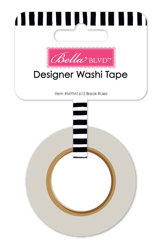 Designer Washi Tape schmal - Streifen schwarz-weiß
