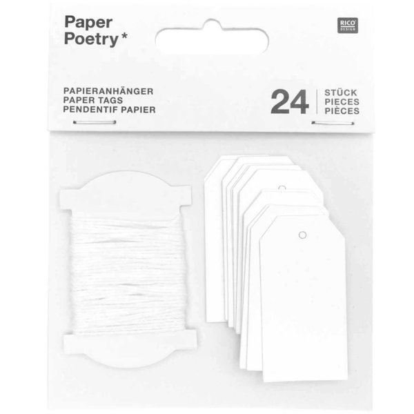 S Papieranhänger - Weiß (24 Stück)
