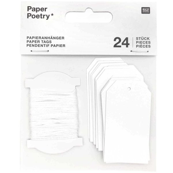 M Papieranhänger - Weiß (24 Stück)
