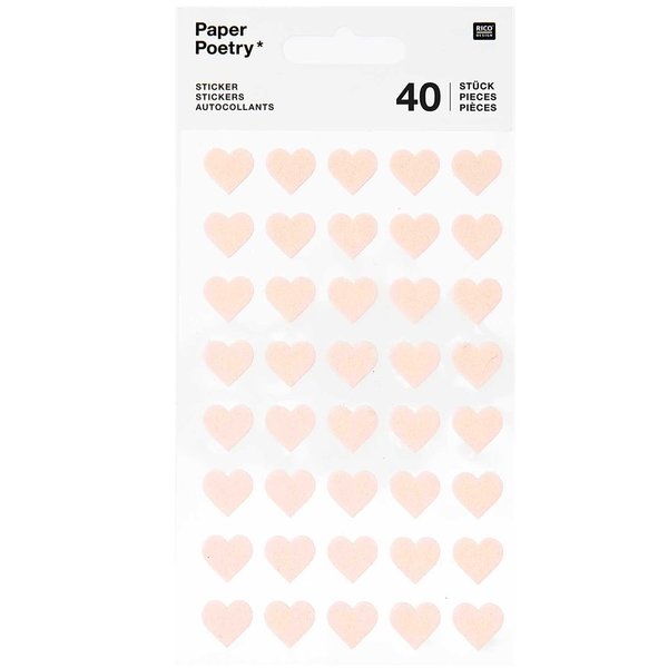 Herz Sticker - Filz puderrosa ( 40 Stück)
