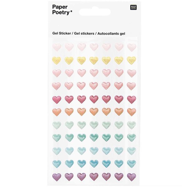 Herz Sticker - Glitzer-Epoxy pastell ( 77 Stück)