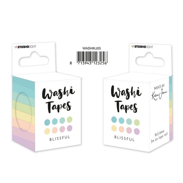 Set Washi Tape schmal - Regenbogen pastell (8 Rollen)