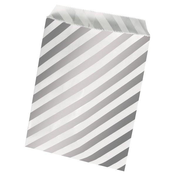 M Papiertütchen Lebensmittelecht - Streifen silber-weiß (15 Stück)