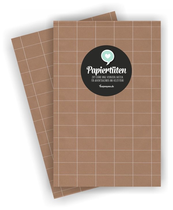 L Papiertüten - Grid Mandel (10 Stück)