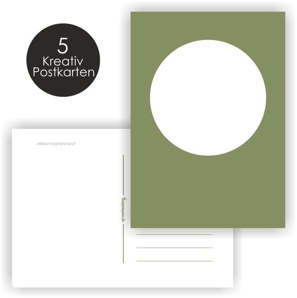 Kreativ Postkarten - olivgrün (5 Stück)