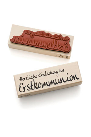 Holzstempel -Einladung zur Erstkommunion