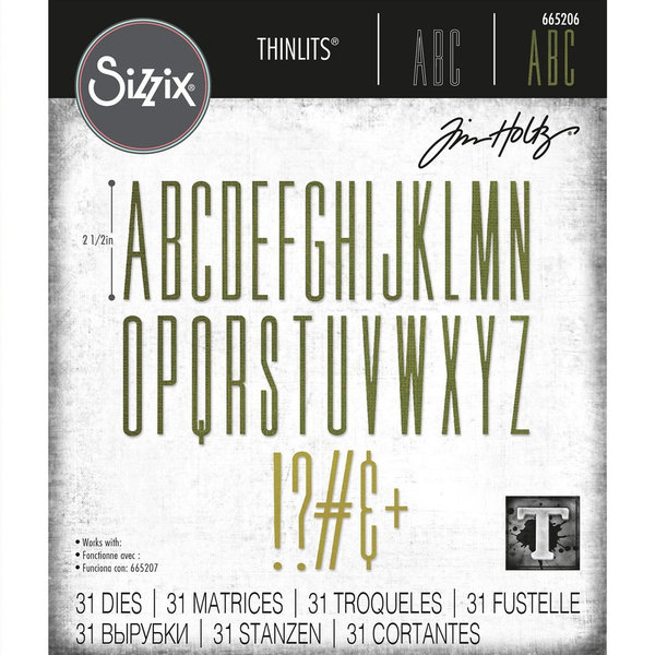 Sizzix Thinlits Stanzschablonen - Alphabet Großbuchstaben Tim Holtz