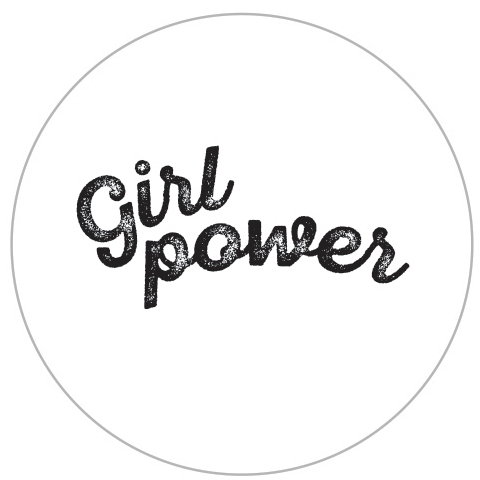Runde Sticker - Girlpower (18 Stück) schwarz-weiß