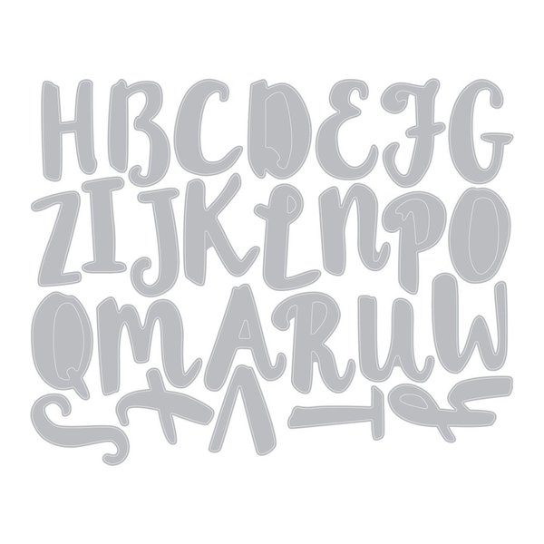 Sizzix Thinlits Stanzschablonen - Alphabet Großbuchstaben Brushletter