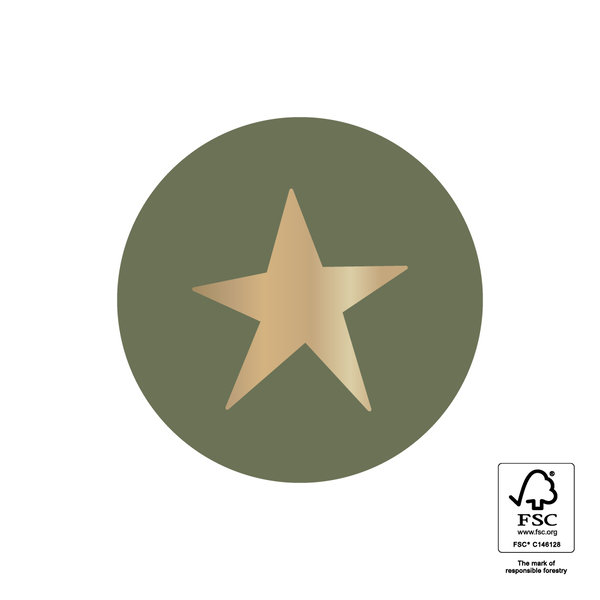 Sticker - Sterne oliv-gold (18 Stück)