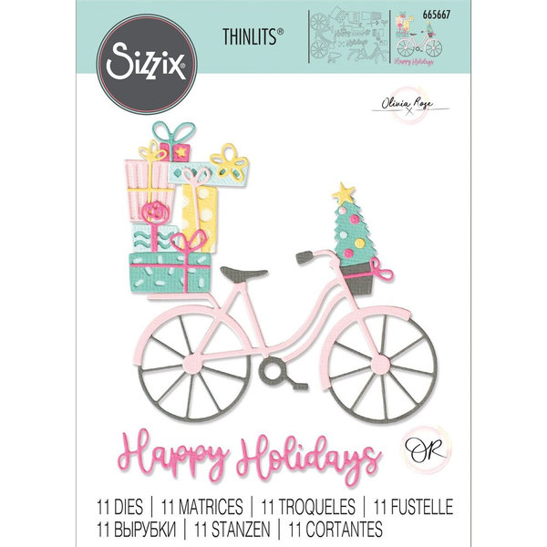 Sizzix Thinlits Stanzschablonen - Fahrrad mit Geschenken