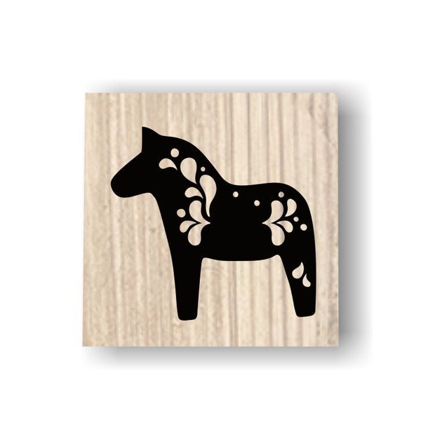 Holzstempel - Dala Pferd mit Schnörkel