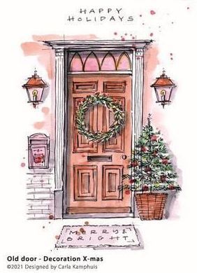 Clear Stamps - Old Door - Decoration Christmas - Carla Kamphuis