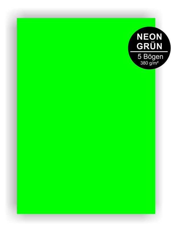 Feste NEON Pappe - neon grün (5 Bögen)